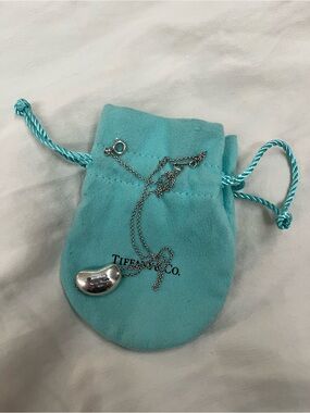 Tiffany & Co. Sterling Silver Bean Pendant Necklace on Tiffany Blue Pouch